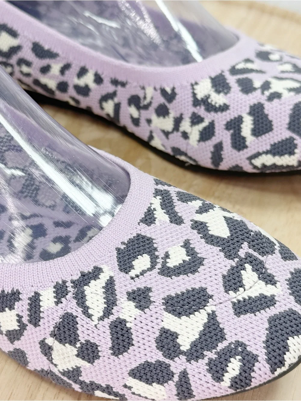 Steven Steve Madden Leopard Print Knit Ballet Flats Lilac Purple Size 8